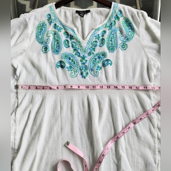 Embroidered Boho Peasant Blouse /Beach Cover Up Dolman Sleeve - Picture 10 of 10